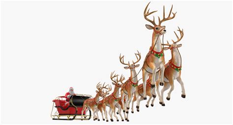 Santa Claus with Sleigh and Reindeer Flying 3D model | Best Of 3d Models