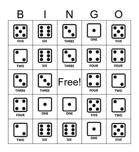 Dice Bingo Card