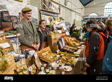 Market stall at the Christmas Food Festival, Abergavenny, Wales, UK ...