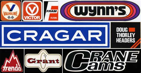 Vintage Car Racing Logos & Car Brand Decals & Stickers from the 1970's