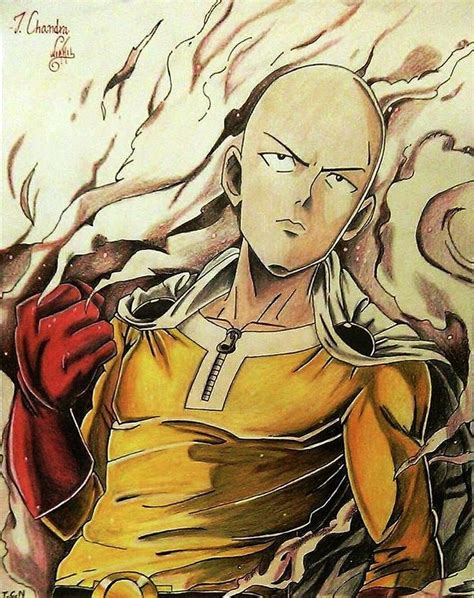 One Punch Man Saitama Mixed Media by Chandra Nikhil - Fine Art America