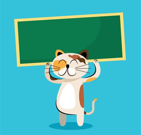 Cute cat holding blank banner vector illustration 17748807 Vector Art ...