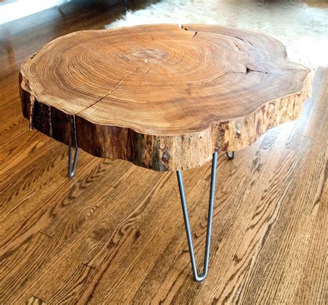 Custom Natural Live Edge Round Slab Side Table / Coffee Table With Steel Legs by Norsk Valley ...