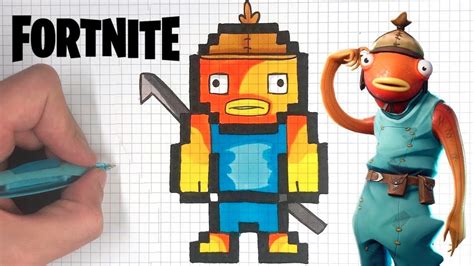 WIE ZEICHNET MAN Fisch SKIN FORTNITE PIXEL ART - YouTube