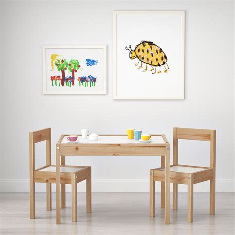 LÄTT Mesa para niños con 2 sillas, blanco, pino - IKEA