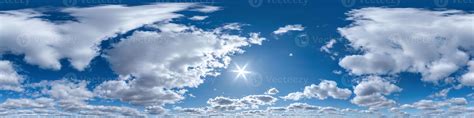 clear blue sky with white beautiful clouds. Seamless hdri panorama 360 ...