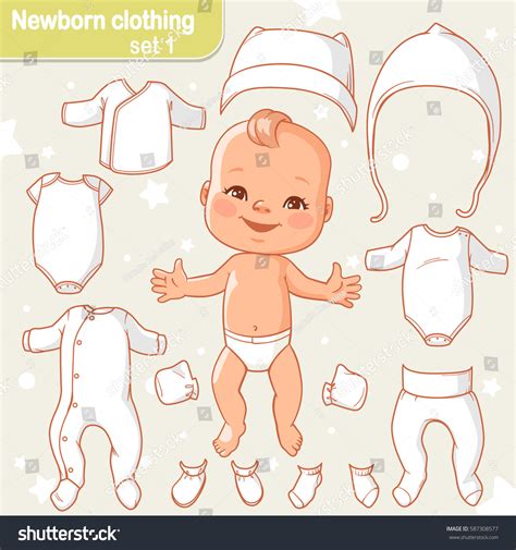 Cute Little Baby Diaper Paper Doll: vetor stock (livre de direitos ...