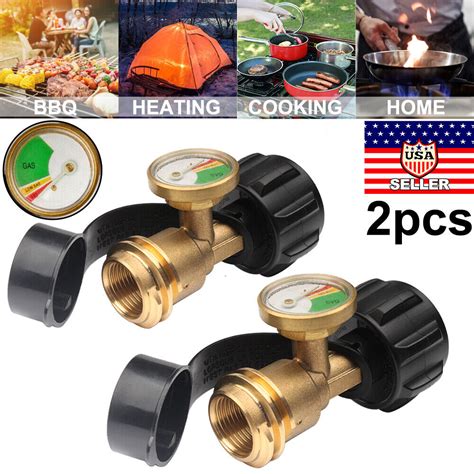 Propane Tank Gauge Brass Adapter w/Gas Pressure Level Meter Indicator for BBQ RV - Prim Baby