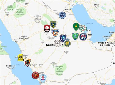 Saudi Professional League Map | Clubs | Logos - Sport League Maps