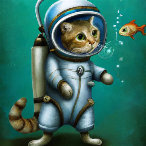 High Detailed painting of Underwater cat in diving b... | OpenArt