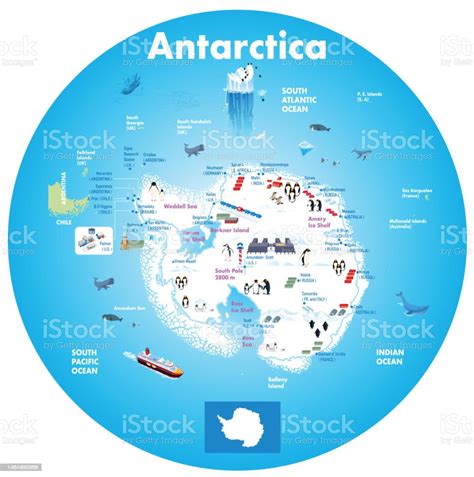 Antarctica Polar Map Stock Illustration - Download Image Now ...