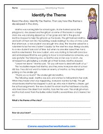 Identifying the Theme of a Story Worksheets