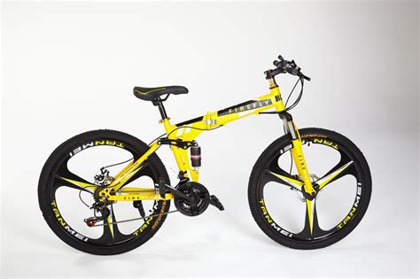 FIREFLY yellow 26″ FULL SUSPENSION 21 GEAR FOLDING MOUNTAIN BIKE ...