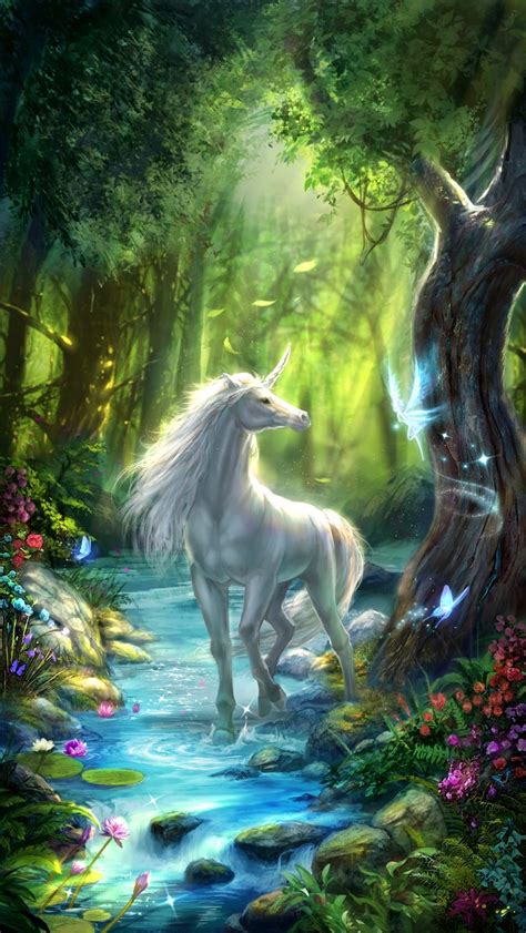 Unicorn live wallpaper, white unicorn in the fairy forest, very ...