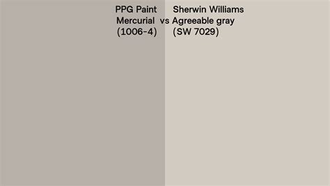 PPG Paint Mercurial (1006-4) vs Sherwin Williams Agreeable gray (SW 7029) side by side comparison