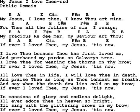 Wedding Hymns and songs: My Jesus I Love Thee - lyrics, chords and PDF