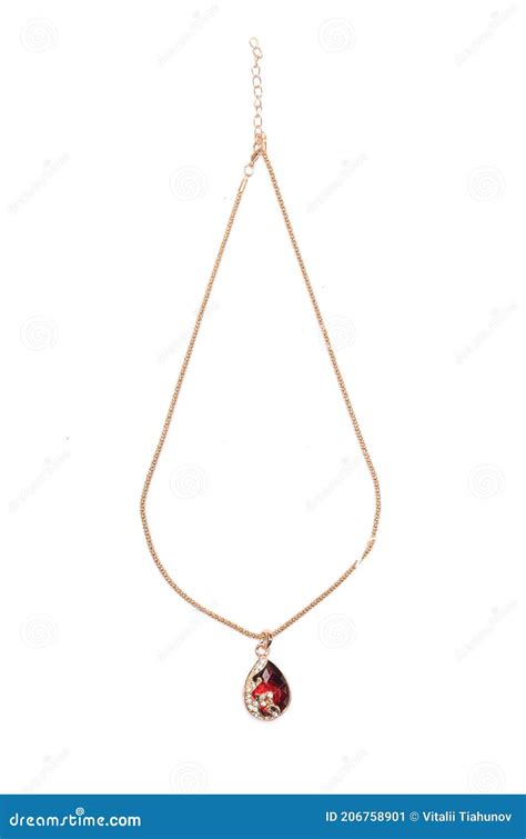 Gold Pendant with Ruby Isolated on White Stock Image - Image of ...