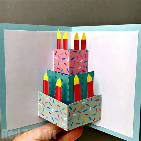 Easy Pop Up Birthday Card DIY - Red Ted Art - Kids Crafts | Birthday ...