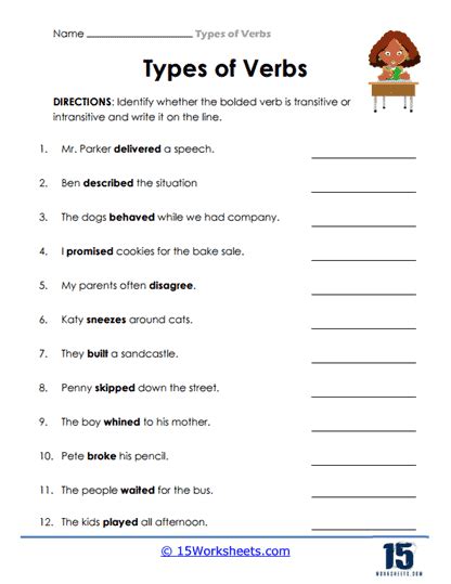 Types of Verbs Worksheets - 15 Worksheets.com