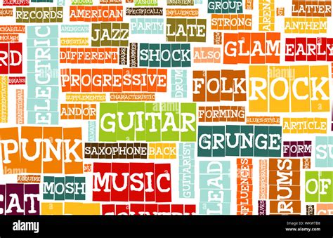 Music Background With Different Genres and Types Stock Photo - Alamy