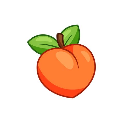 peach vector cartoon. Icon peach isolated on white background. 16182118 Vector Art at Vecteezy