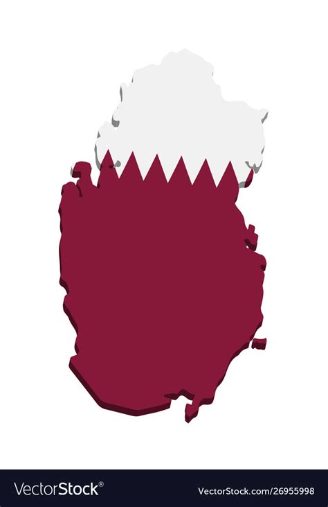 Qatar map with flag 3d Royalty Free Vector Image