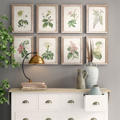 'Flower Illustrations' 8 Piece Framed Print Set | Wall art decor, Flower illustration, Frames on ...