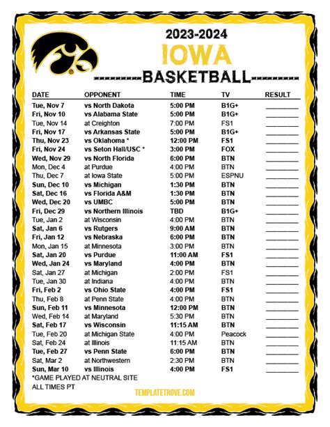 Iowa Hawkeyes Women's Basketball Schedule 2024 - Lenka Nicolea