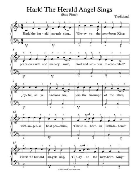 Free Piano Arrangement Sheet Music – Hark The Herald Angel Sings – Michael Kravchuk