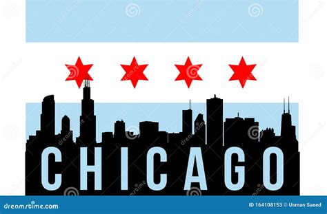 Chicago City Skyline And Landmarks Silhouette, Black And White Design ...