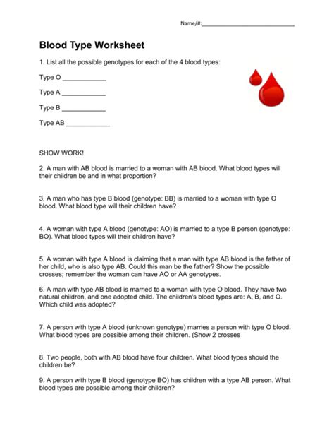 Genetics Of Blood Type Worksheets