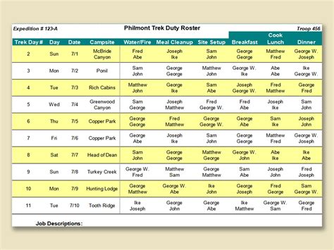 Roster Excel Template