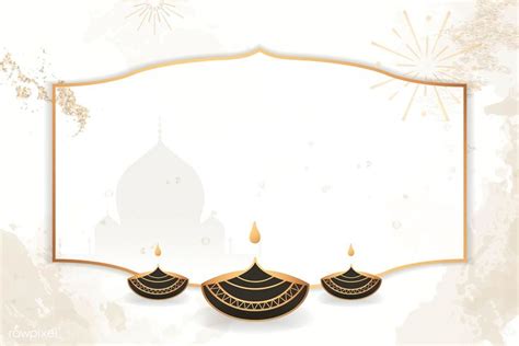 Gold frame on Diwali pattern background vector | premium image by ...