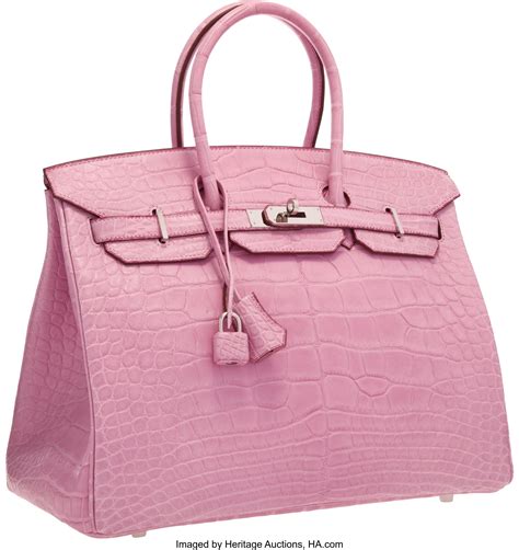 Hermes 35cm Matte Pink 5P Alligator Birkin Bag with Palladium | Lot #58005 | Heritage Auctions