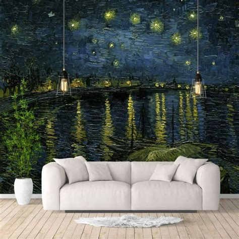 IDEA4WALL Wall Murals for Bedroom Starry Night by Van Gogh Famous ...