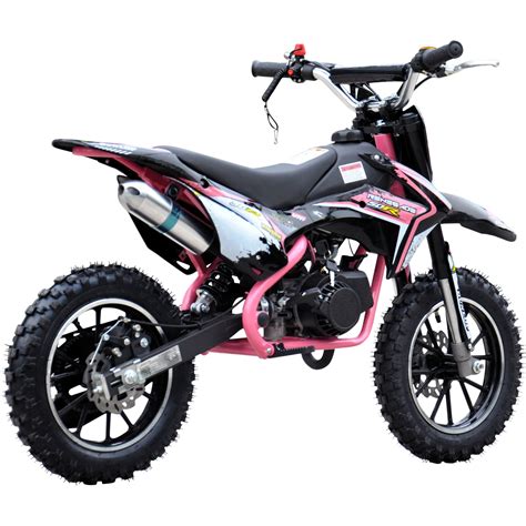 Girls Pink 2 Stroke 50cc Compact Dirt Bike Motorbike With Restrictor – Kids Petrol Cars