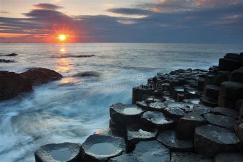 Sunset Seascape at Giant Causeway Stock Image - Image of nature ...