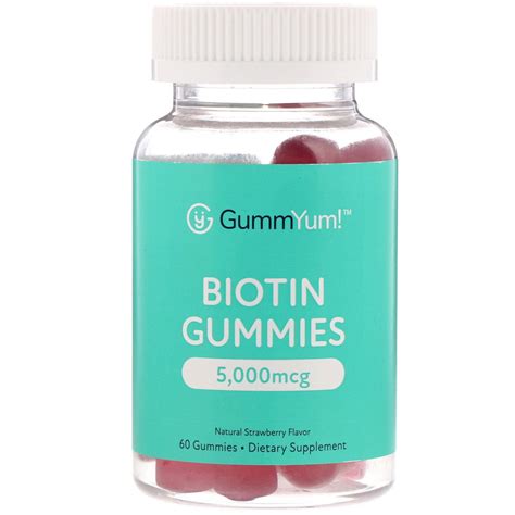 GummYum! Biotin Gummies, Natural Strawberry Flavor, 2,500 mcg, 60 Gummies - Walmart.com ...