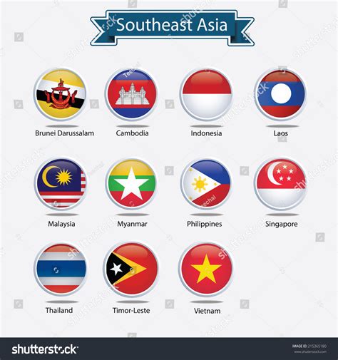 Abstract Set Nation Flags Southeast Asia Stock Vector (Royalty Free ...