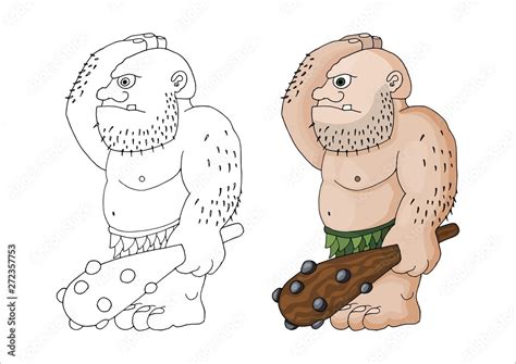 Vector cartoon clip art illustration of a tough mean muscular ogre or ...