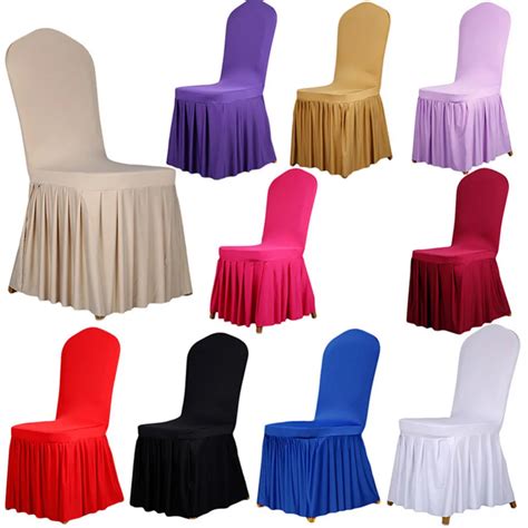 Wedding Banquet Chair Protector Slipcover Decor 10 Colors Pleated Skirt Style Chair Covers ...