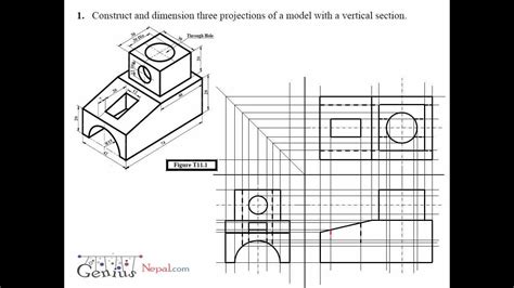 Engineering Drawing Tutorials / Orthographic Drawing with Vertical ...