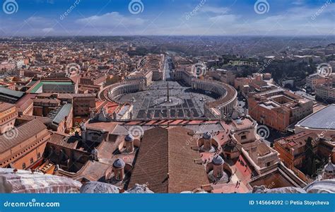 Panorama Aerial View of Rome and St. Peter`s Square Piazza San Pietro ...