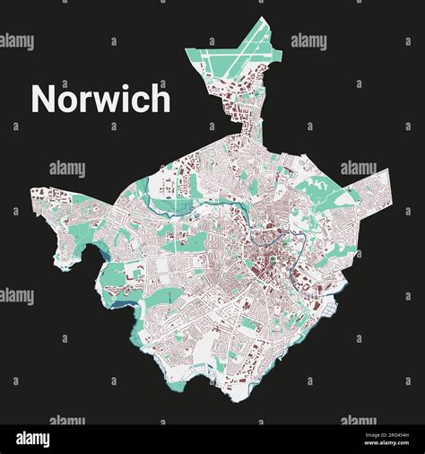 Norwich city map, detailed administrative area with border Stock Vector ...