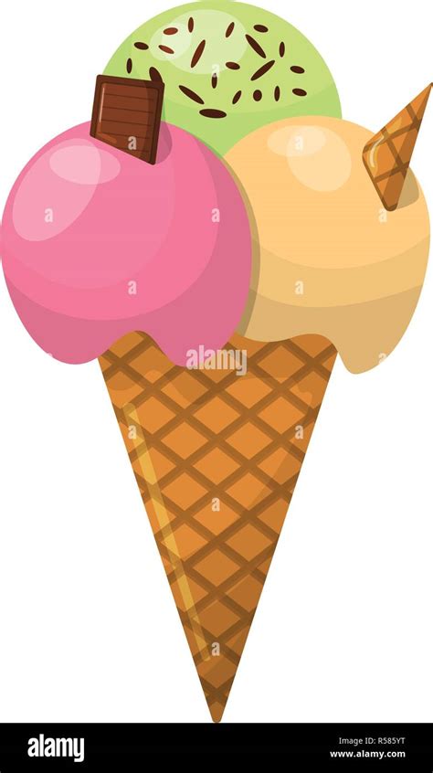 Ice Cream Cartoon Icon. Summer Sundae Logo and Label for Ice Cream Shop. Vector Illustration ...