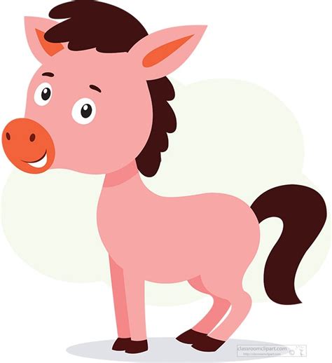 Horse Clipart Clipart - cute-pink-horse-cartoon-character-clipart - Classroom Clipart