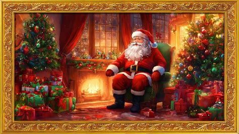 🎄 Christmas Santa Claus | 1 Hour Framed Screensaver | Wallpaper TV Art ...