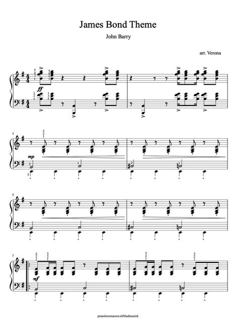 JAMES BOND 007 MAIN THEME (FREE SHEET MUSIC) | Sheet music, Free sheet ...