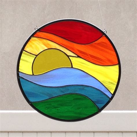 Stained Glass Rainbow Sunset Suncatcher | Stained glass designs ...