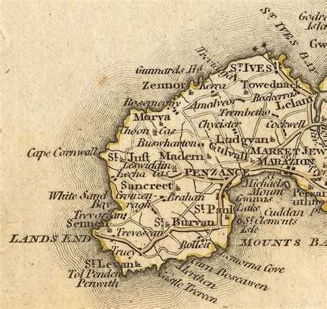 WEST PENWITH (1787) | Cary: Map ღ⊰n | Cornwall england, Isles of scilly ...